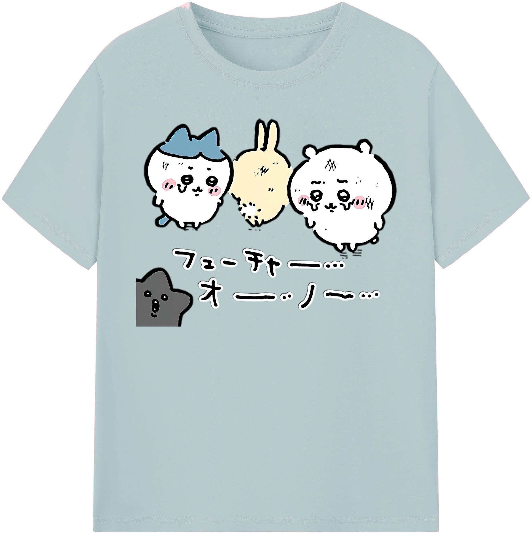 （画像用） ちいかわ ハチワレ Chii-kawa hachiware 綿100％半袖Tシャツ（フロントプリント）